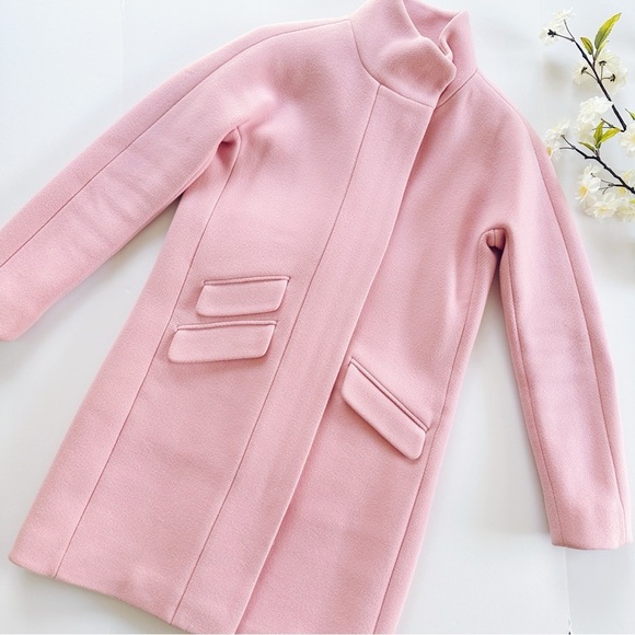 NEW J.Crew Pink Nello Gori Italian Stadium Cloth Wool Cocoon Coat Size 00 - Picture 1 of 9